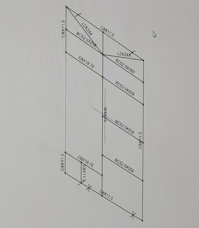 RISA structural analysis model of a hangar door beam